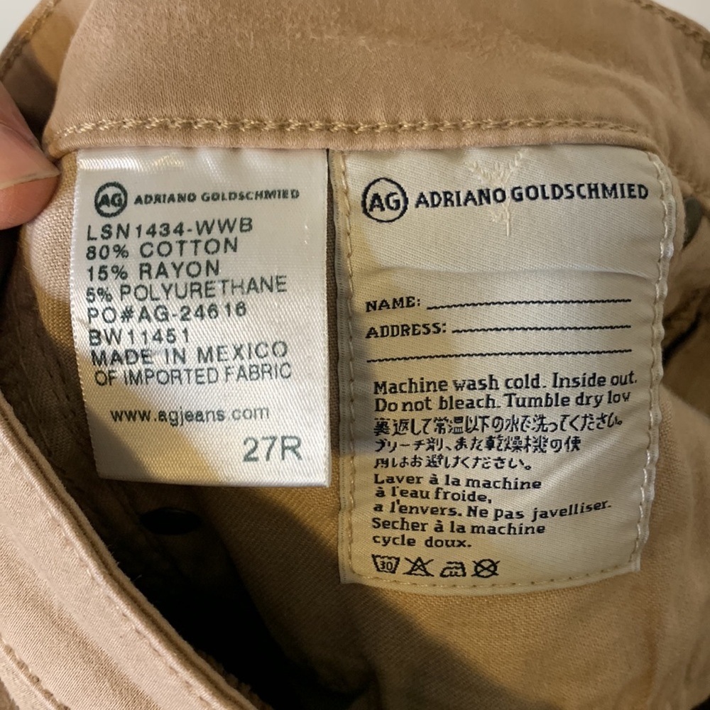 AG The Prima Mid Rise Cigarette Pants Khaki Size 27 - Picture 6 of 6